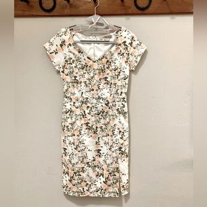 Floral Pink and Green Dress with slit Small